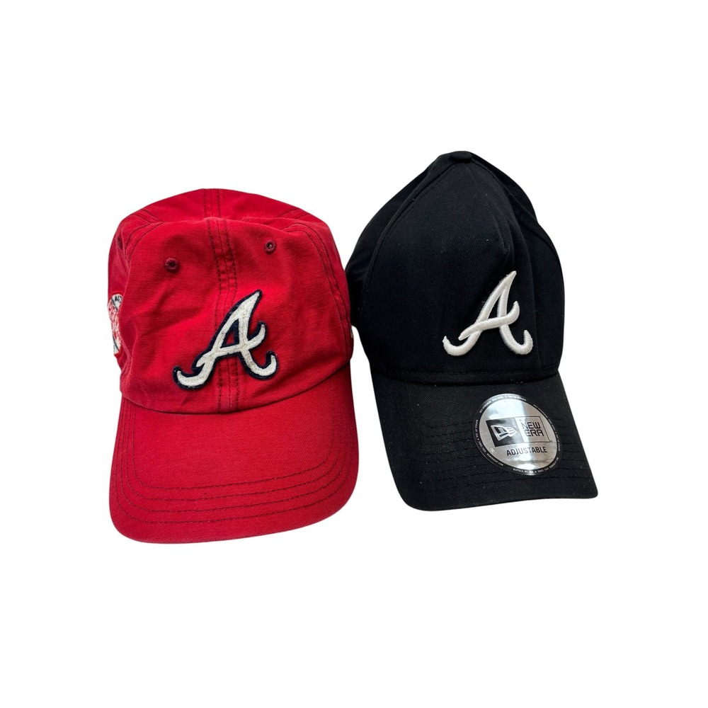 Atlanta Braves Hat Bundle 47 Brand Red Patch New Era Black Adjustable Mens Caps